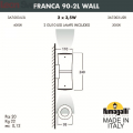 Настенный уличный светильник Franca 90 3A7.003.000.AXU1L Fumagalli (2)