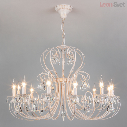 Подвесная люстра 3305/12 белый с золотом/прозрачный хрусталь Strotskis от Евросвет