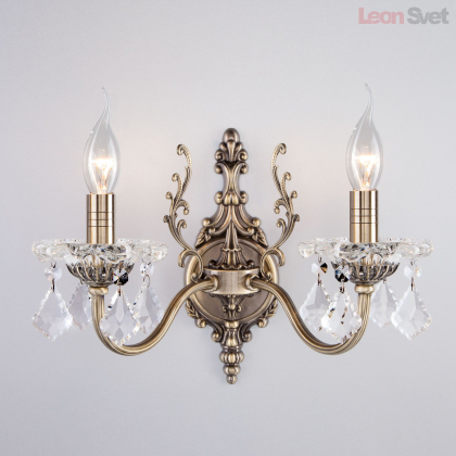 Настенный светильник 3281/2 античная бронза/прозрачный хрусталь Strotskis от Евросвет