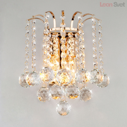Настенный светильник 3299/2 золото/прозрачный хрусталь Strotskis от Евросвет