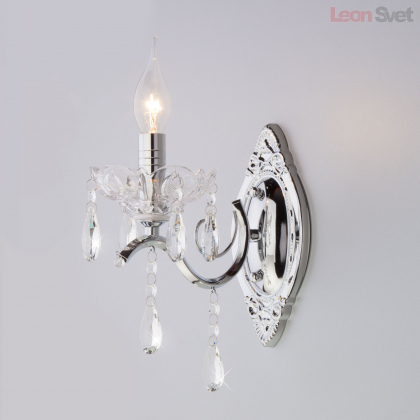 Настенный светильник 3188/1 хром/прозрачный хрусталь Strotskis от Евросвет