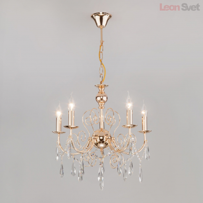 Люстра 10094/5 золото/прозрачный хрусталь Strotskis от Евросвет
