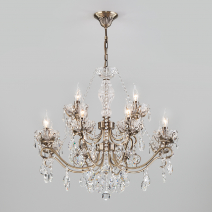Подвесная люстра Teodore 10103/12 античная бронза/прозрачный хрусталь Strotskis Eurosvet