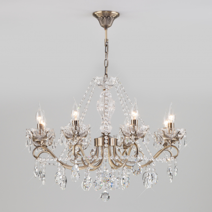Подвесная люстра Teodore 10103/8 античная бронза/прозрачный хрусталь Strotskis Eurosvet