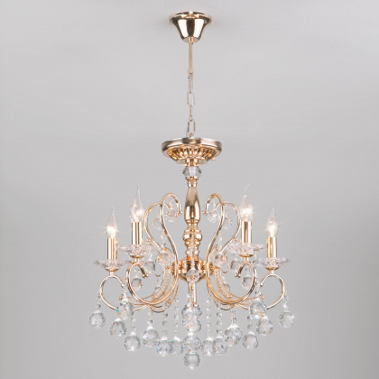 Подвесная люстра Collana 10096/5 золото/прозрачный хрусталь Strotskis Eurosvet