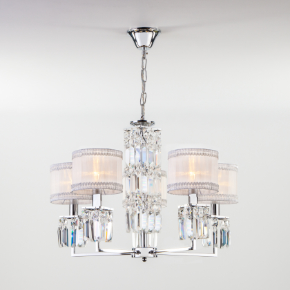 Подвесная люстра Zaffiro 10099/5 хром/прозрачный хрусталь Strotskis Eurosvet