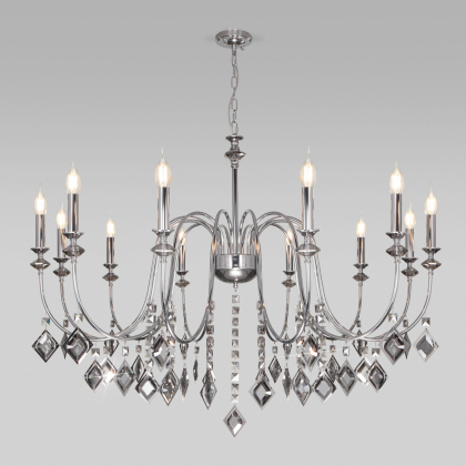 Подвесная люстра Telao 10120/12 хром/дымчатый хрусталь Strotskis Smart Eurosvet