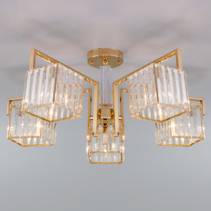 Потолочная люстра April 10126/5 золото/прозрачный хрусталь Strotskis Smart Eurosvet