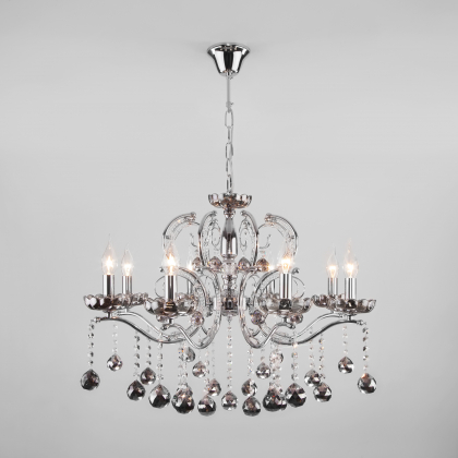 Хрустальная люстра Brezza 10107/8 хром/дымчатый хрусталь Strotskis Eurosvet